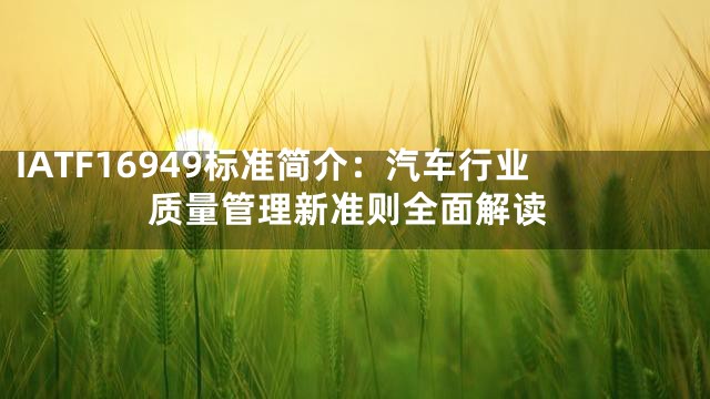 IATF16949标准简介：汽车行业质量管理新准则全面解读