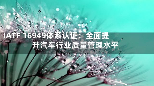 IATF 16949体系认证：全面提升汽车行业质量管理水平