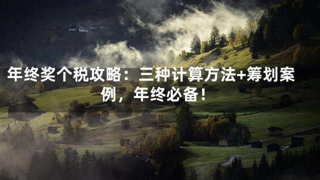 年终奖个税攻略：三种计算方法+筹划案例，年终必备！