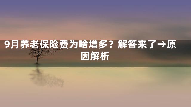 9月养老保险费为啥增多？解答来了→原因解析
