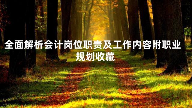 全面解析会计岗位职责及工作内容附职业规划收藏
