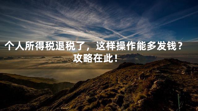 个人所得税退税了，这样操作能多发钱？攻略在此！