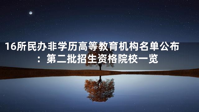 16所民办非学历高等教育机构名单公布：第二批招生资格院校一览