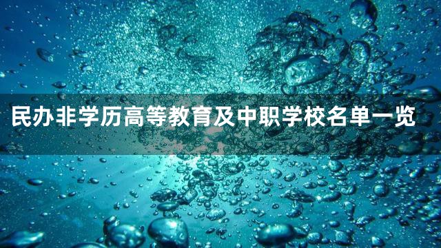 民办非学历高等教育及中职学校名单一览