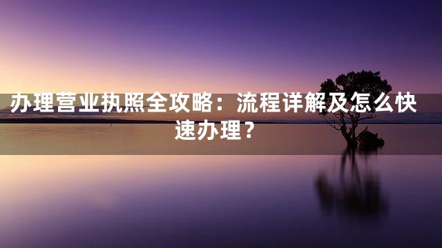 办理营业执照全攻略：流程详解及怎么快速办理？