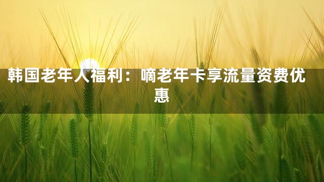 韩国老年人福利：嘀老年卡享流量资费优惠