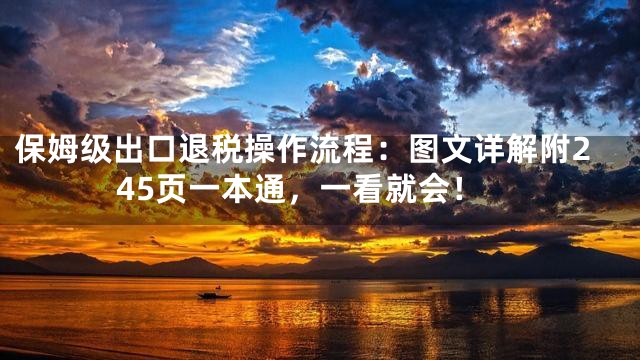 保姆级出口退税操作流程：图文详解附245页一本通，一看就会！