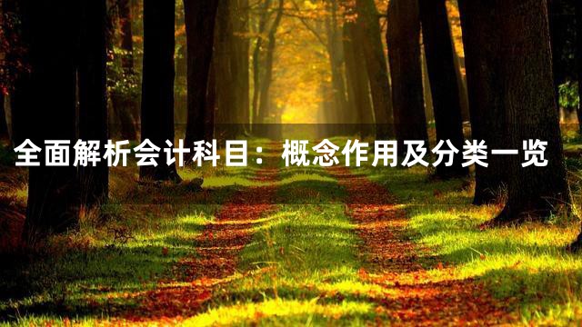 全面解析会计科目：概念作用及分类一览