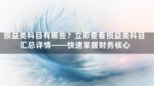 损益类科目有哪些？立即查看损益类科目汇总详情——快速掌握财务核心