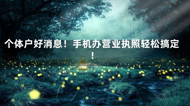 个体户好消息！手机办营业执照轻松搞定！