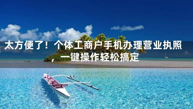 太方便了！个体工商户手机办理营业执照，一键操作轻松搞定