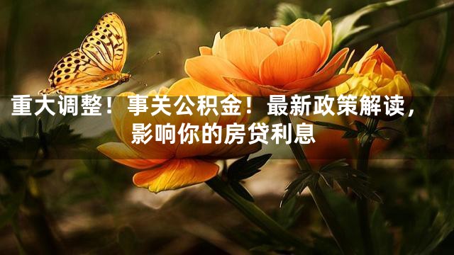 重大调整！事关公积金！最新政策解读，影响你的房贷利息
