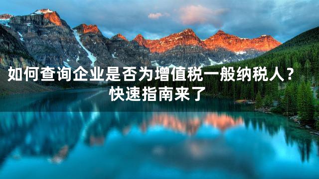 如何查询企业是否为增值税一般纳税人？快速指南来了