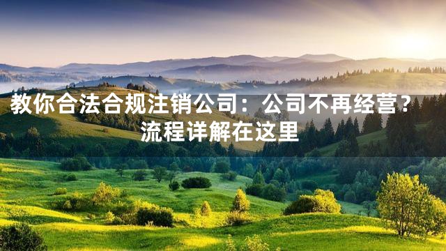 教你合法合规注销公司：公司不再经营？流程详解在这里