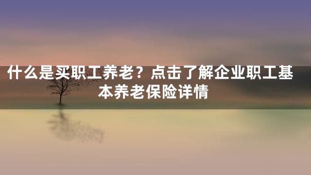 什么是买职工养老？点击了解企业职工基本养老保险详情