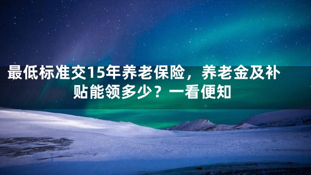 最低标准交15年养老保险，养老金及补贴能领多少？一看便知