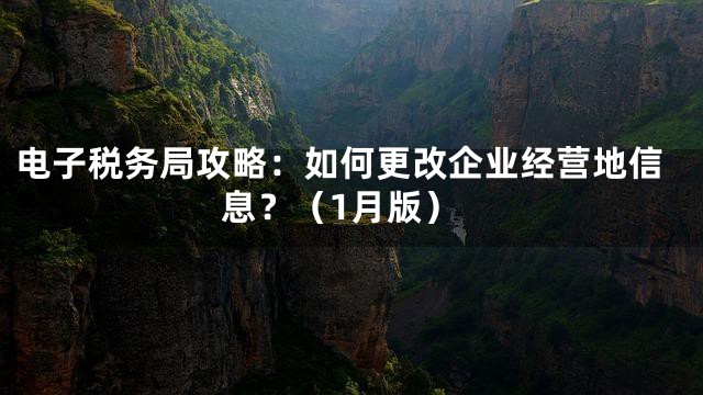 电子税务局攻略：如何更改企业经营地信息？（1月版）