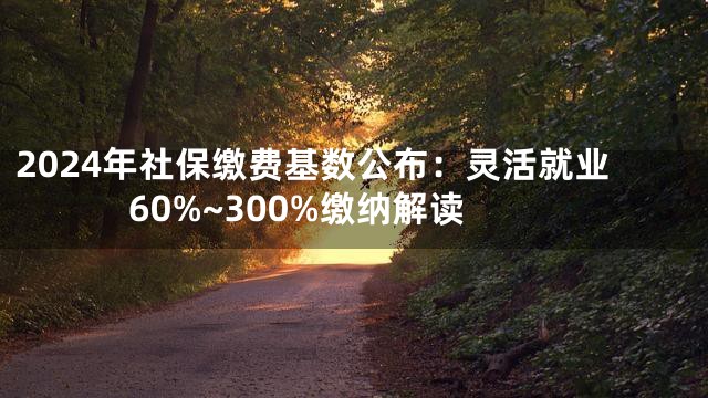 2024年社保缴费基数公布：灵活就业60%~300%缴纳解读