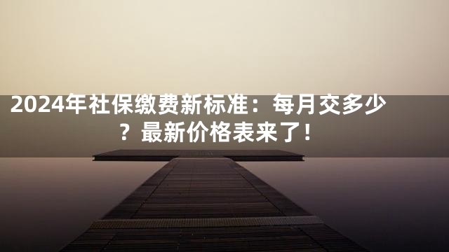 2024年社保缴费新标准：每月交多少？最新价格表来了！
