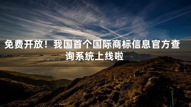 免费开放！我国首个国际商标信息官方查询系统上线啦