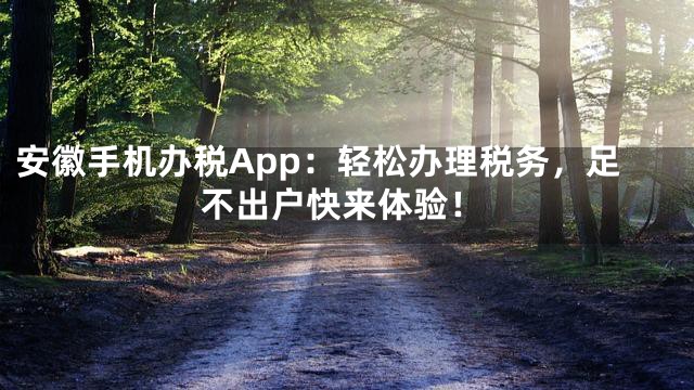 安徽手机办税App：轻松办理税务，足不出户快来体验！