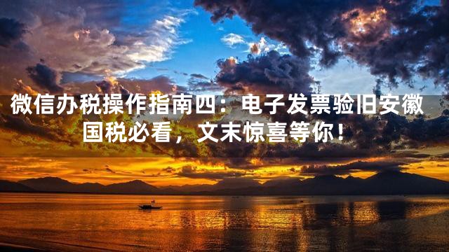 微信办税操作指南四：电子发票验旧安徽国税必看，文末惊喜等你！