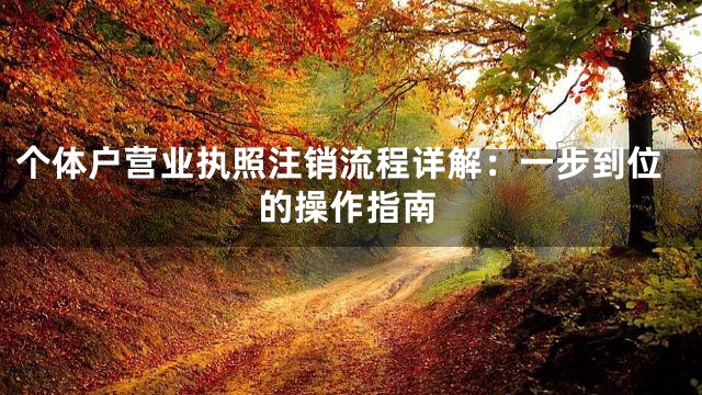 个体户营业执照注销流程详解：一步到位的操作指南