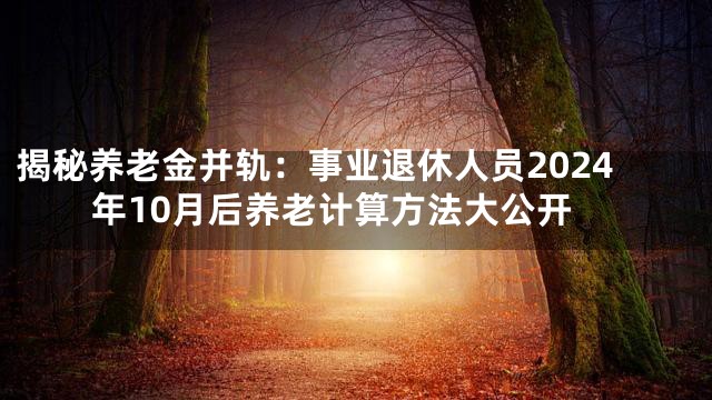 揭秘养老金并轨：事业退休人员2024年10月后养老计算方法大公开
