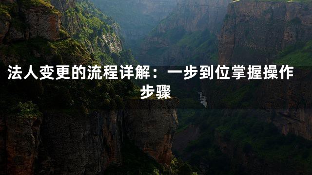 法人变更的流程详解：一步到位掌握操作步骤