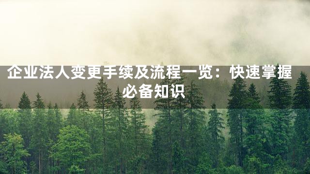 企业法人变更手续及流程一览：快速掌握必备知识