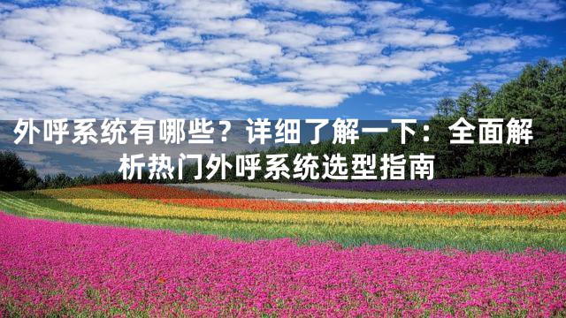 外呼系统有哪些？详细了解一下：全面解析热门外呼系统选型指南