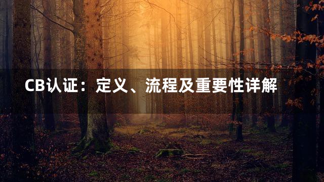 CB认证：定义、流程及重要性详解