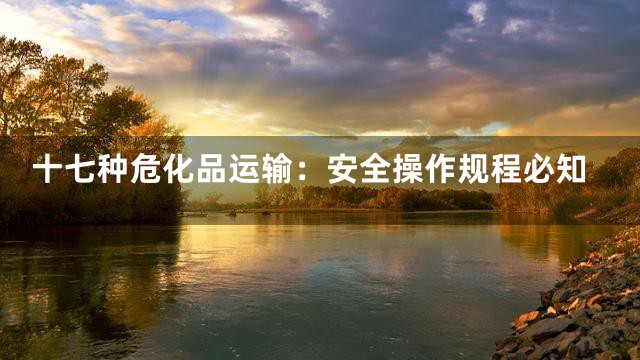 十七种危化品运输：安全操作规程必知