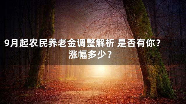 9月起农民养老金调整解析 是否有你？涨幅多少？