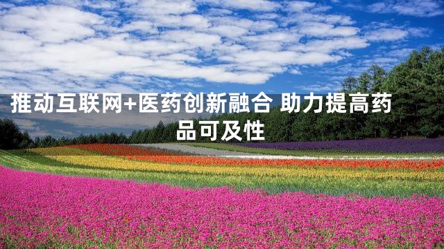 推动互联网+医药创新融合 助力提高药品可及性