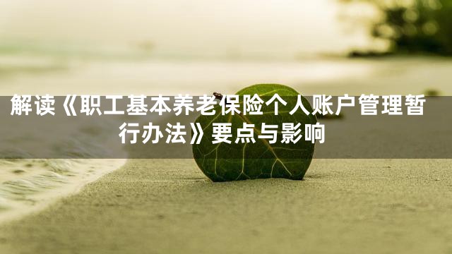 解读《职工基本养老保险个人账户管理暂行办法》要点与影响