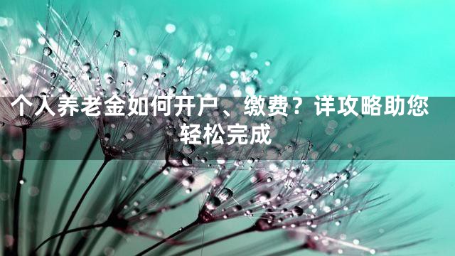 个人养老金如何开户、缴费？详攻略助您轻松完成