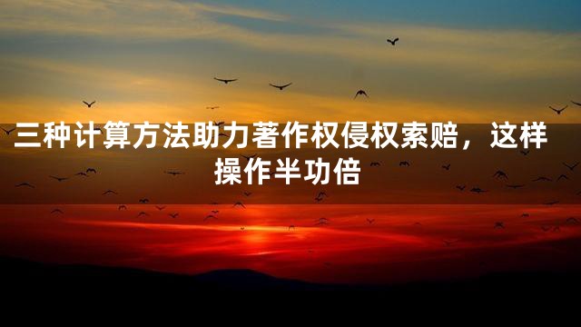 三种计算方法助力著作权侵权索赔，这样操作半功倍