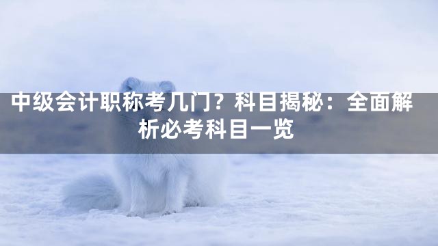 中级会计职称考几门？科目揭秘：全面解析必考科目一览
