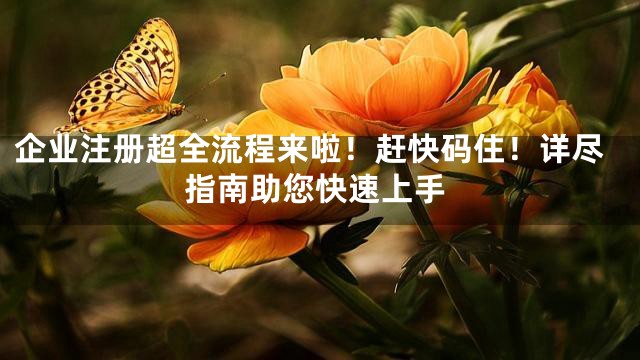 企业注册超全流程来啦！赶快码住！详尽指南助您快速上手