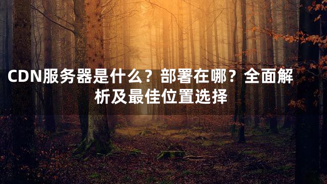 CDN服务器是什么？部署在哪？全面解析及最佳位置选择