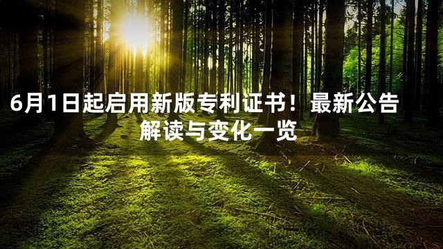 6月1日起启用新版专利证书！最新公告解读与变化一览