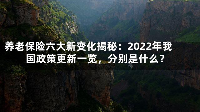 养老保险六大新变化揭秘：2022年我国政策更新一览，分别是什么？