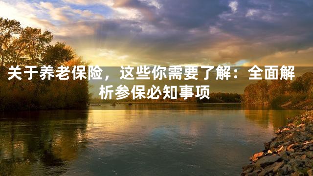 关于养老保险，这些你需要了解：全面解析参保必知事项