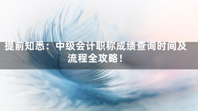 提前知悉：中级会计职称成绩查询时间及流程全攻略！