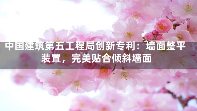 中国建筑第五工程局创新专利：墙面整平装置，完美贴合倾斜墙面