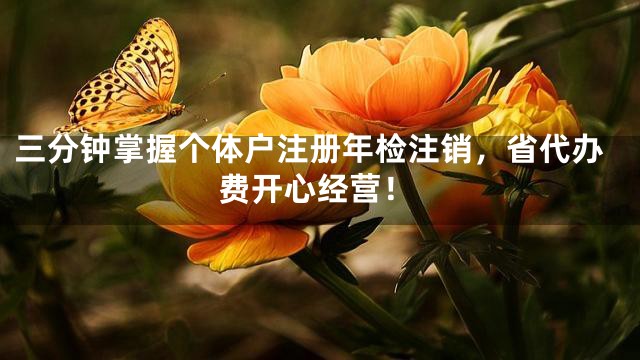 三分钟掌握个体户注册年检注销，省代办费开心经营！