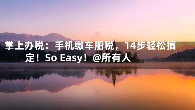 掌上办税：手机缴车船税，14步轻松搞定！So Easy！@所有人
