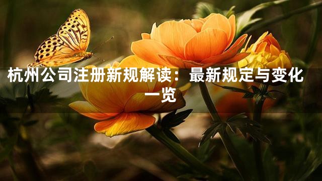 杭州公司注册新规解读：最新规定与变化一览