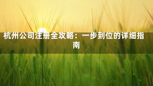 杭州公司注册全攻略：一步到位的详细指南
